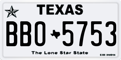 TX license plate BBO5753