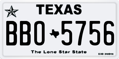TX license plate BBO5756