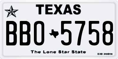TX license plate BBO5758