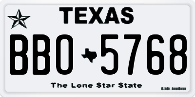 TX license plate BBO5768
