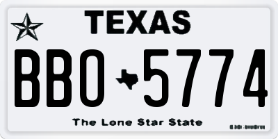 TX license plate BBO5774