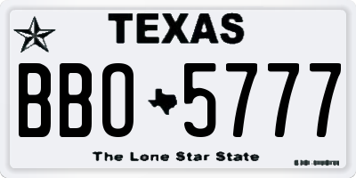 TX license plate BBO5777
