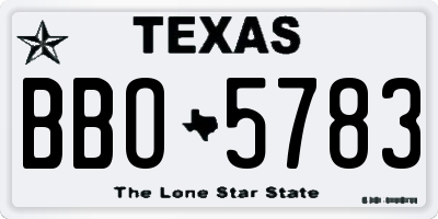 TX license plate BBO5783
