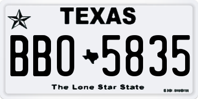 TX license plate BBO5835