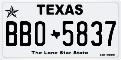 TX license plate BBO5837