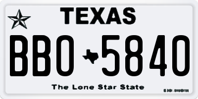 TX license plate BBO5840