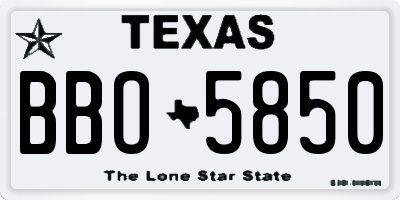 TX license plate BBO5850