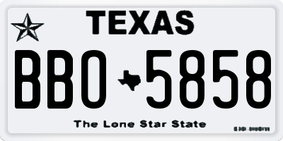 TX license plate BBO5858