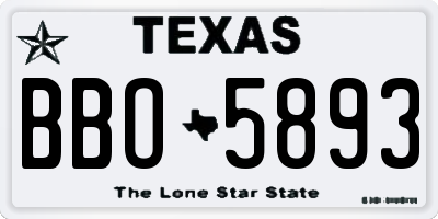 TX license plate BBO5893