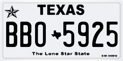 TX license plate BBO5925