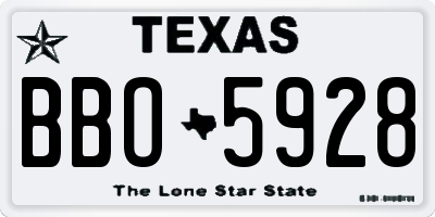 TX license plate BBO5928