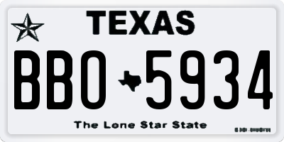 TX license plate BBO5934