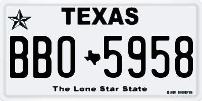TX license plate BBO5958