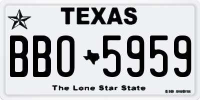 TX license plate BBO5959