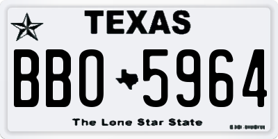 TX license plate BBO5964