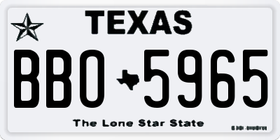 TX license plate BBO5965