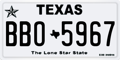 TX license plate BBO5967