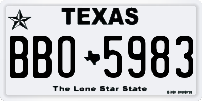 TX license plate BBO5983