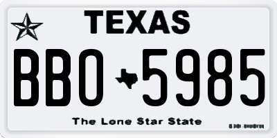 TX license plate BBO5985