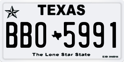 TX license plate BBO5991