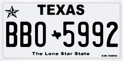 TX license plate BBO5992