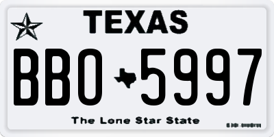 TX license plate BBO5997