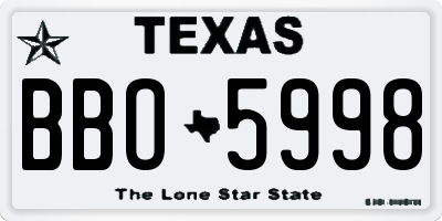 TX license plate BBO5998