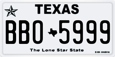 TX license plate BBO5999