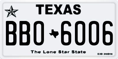 TX license plate BBO6006