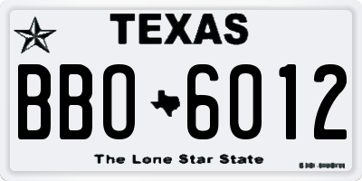 TX license plate BBO6012