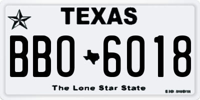 TX license plate BBO6018