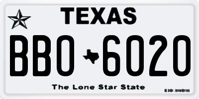 TX license plate BBO6020