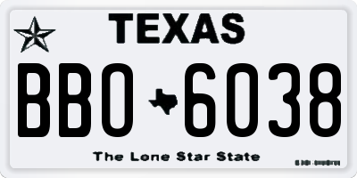 TX license plate BBO6038