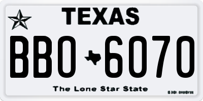 TX license plate BBO6070