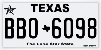 TX license plate BBO6098