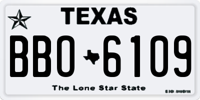 TX license plate BBO6109