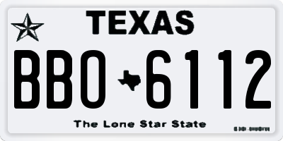 TX license plate BBO6112