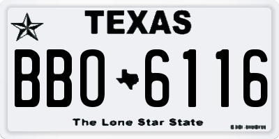TX license plate BBO6116