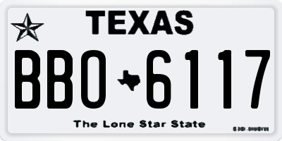 TX license plate BBO6117