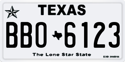 TX license plate BBO6123