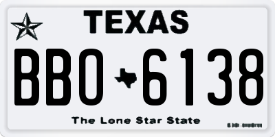 TX license plate BBO6138