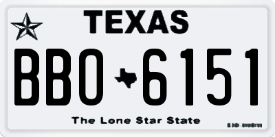 TX license plate BBO6151