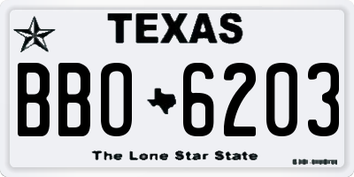 TX license plate BBO6203
