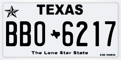 TX license plate BBO6217