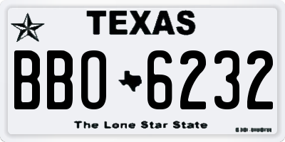 TX license plate BBO6232