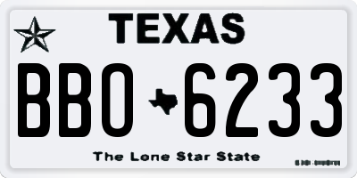 TX license plate BBO6233