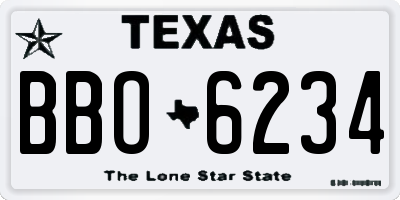 TX license plate BBO6234