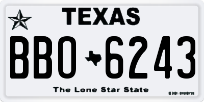 TX license plate BBO6243