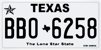 TX license plate BBO6258
