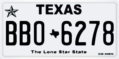 TX license plate BBO6278